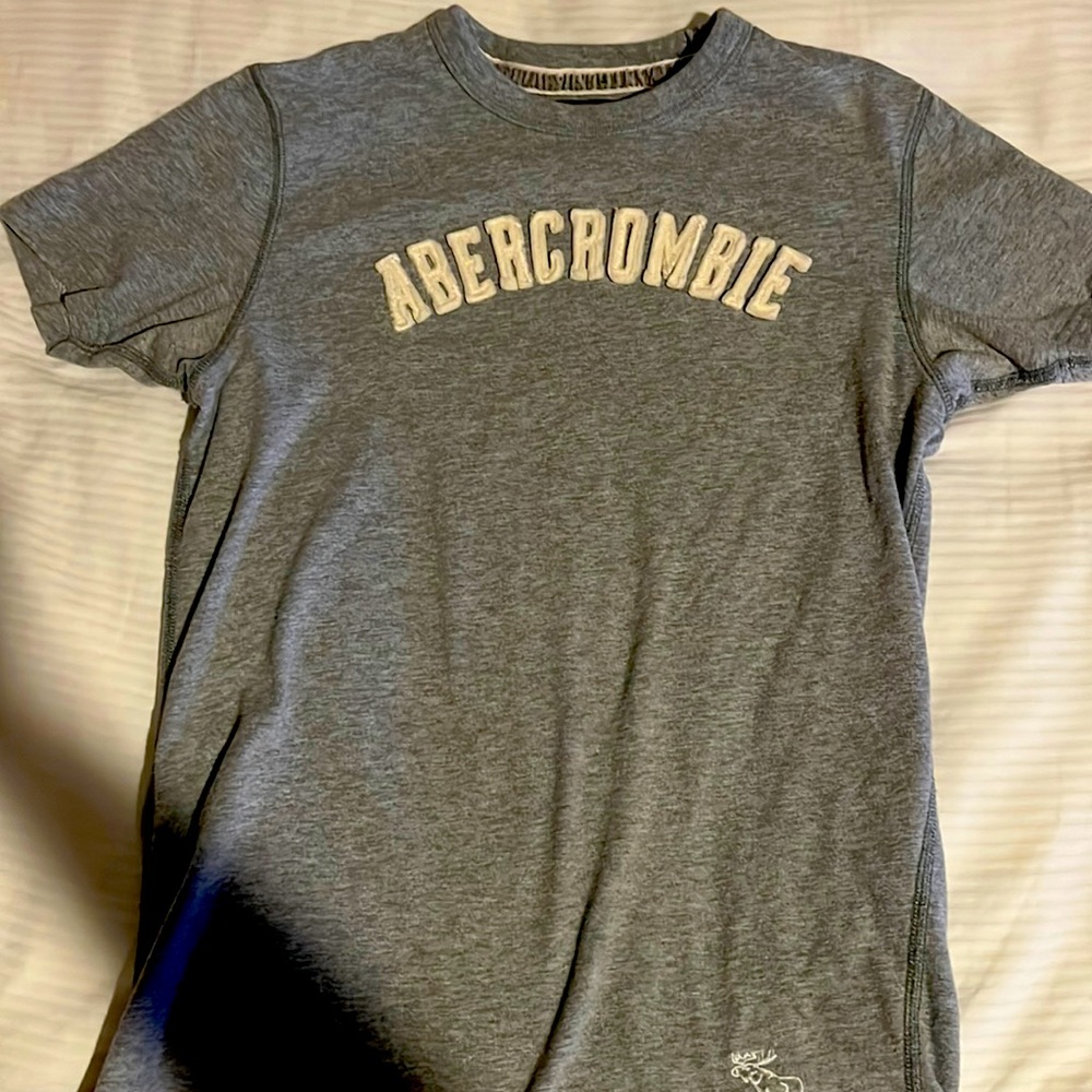 Abercrombie & Fitch gray short sleeved T-shirt.  Raised logo/embroidered logos.